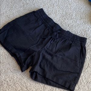 Black linen blend shorts - L